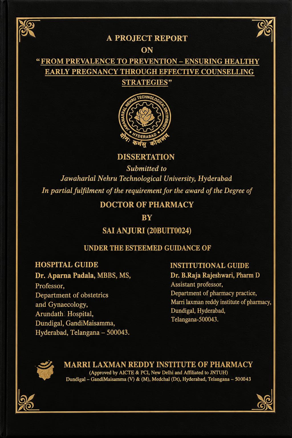 Dissertation cover — From Prevalence to Prevention, PharmD project report